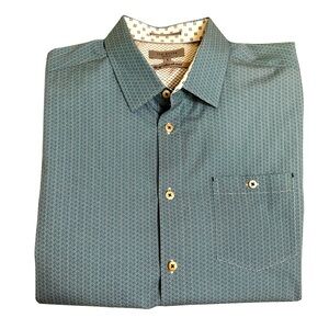 Ted Baker London 5 (XL) Stonelo Slim Fit Blue Geo Print Long Sleeve Button Down